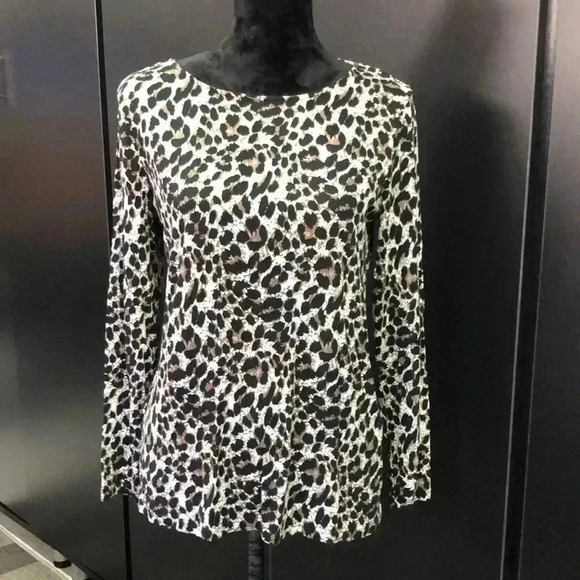 Mario Serrani Boat neck, soft cotton stretch,pullover, leopard print,long sleeve - Picture 1 of 9
